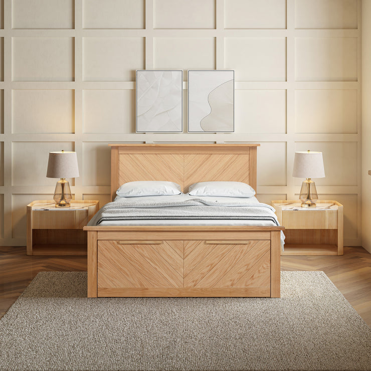 Palermo Oak End Drawer Wooden Bed Frame