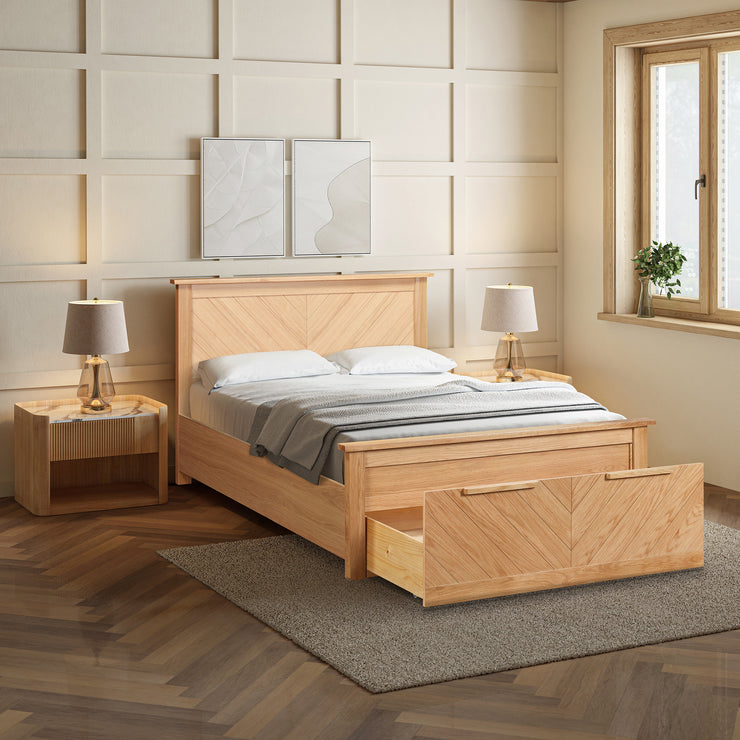 Palermo Oak End Drawer Wooden Bed Frame